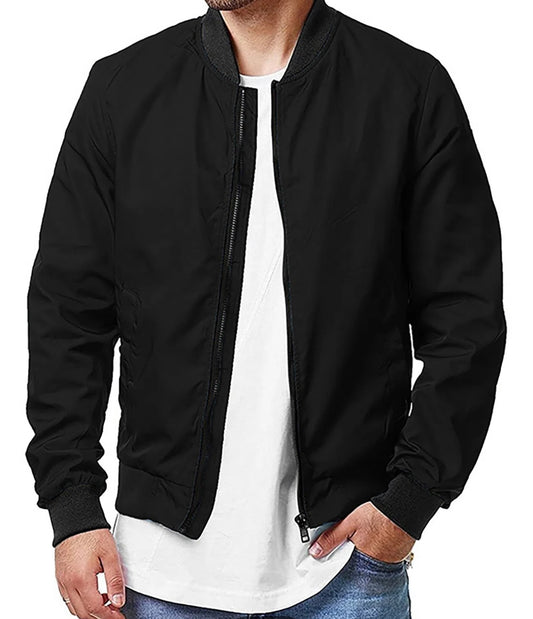 Casual Black Bomber Jacket