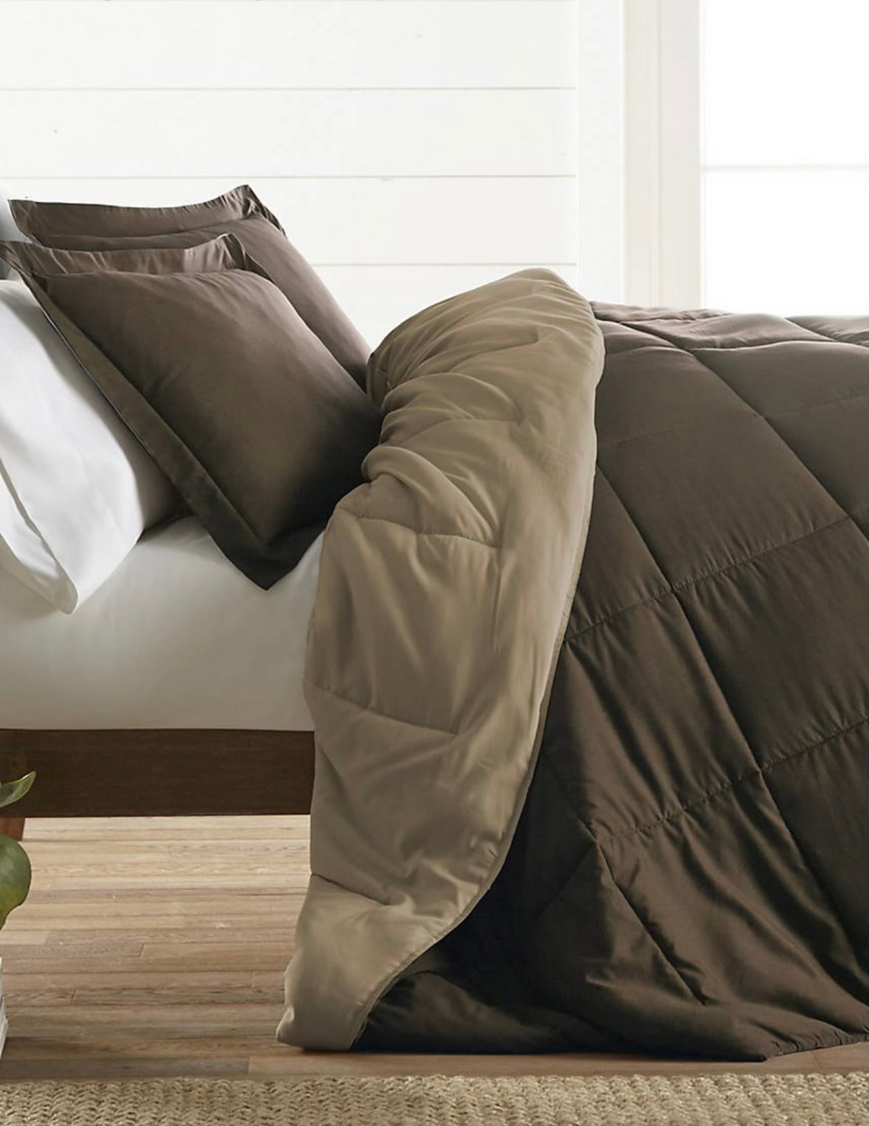 Luxury Taupe/Chocolate Reversible Comforter Set