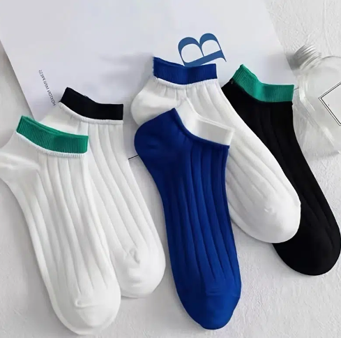 10pairs Striped Boat Socks, Breathable Casual Cotton Socks