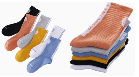 6pairs/set Men's Alphabet Pattern Casual Combed Crew Socks