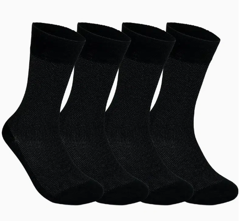 4pairs Men's Solid Color Cotton Socks Black