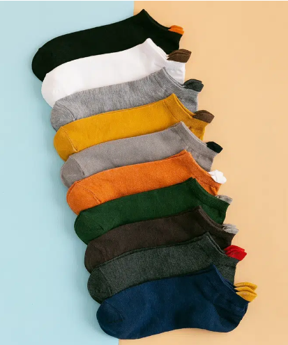 10pairs Men's Plain Color Boat Socks