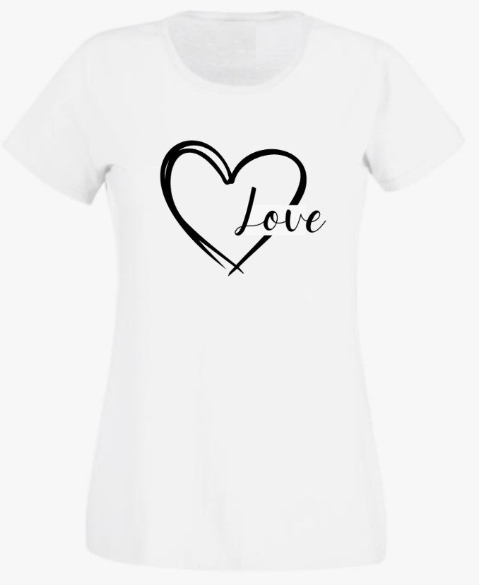 Women's Love Heart White T Shirt
