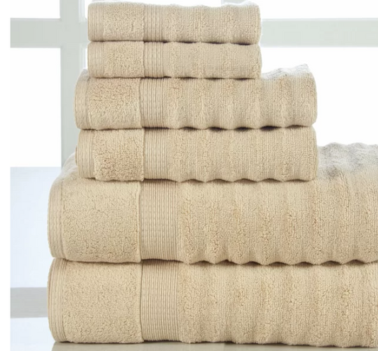 Brenna Beige 6 Piece 100% Cotton Towel Set