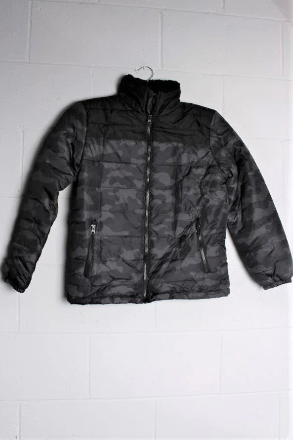 Boy's Camo Jacket with Sherpa Collar