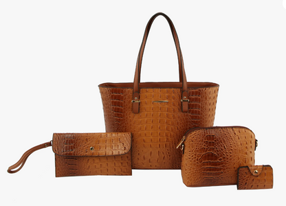 4 in 1 Crocodile Women Purse Tote Bag