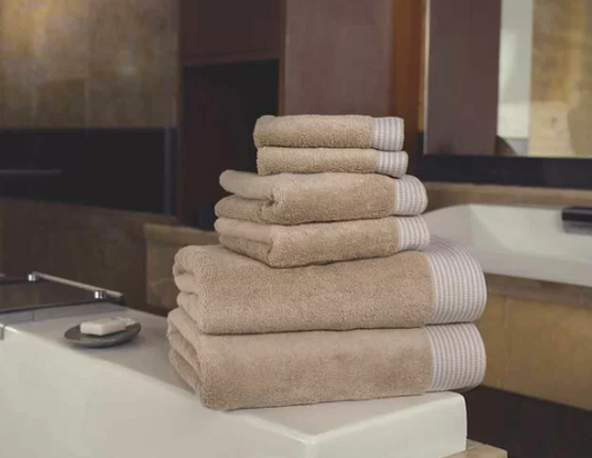 Abdallah 6 Piece Light Brown 100% Cotton Towel Set