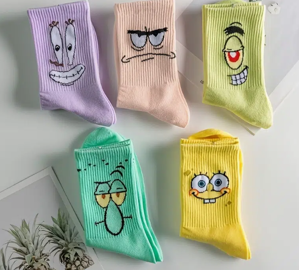 Men's Cartoon Print Breathable Short Crew Socks