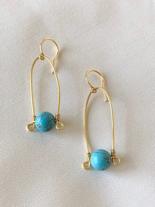 Egyptian style turquoise earrings in gold filled!