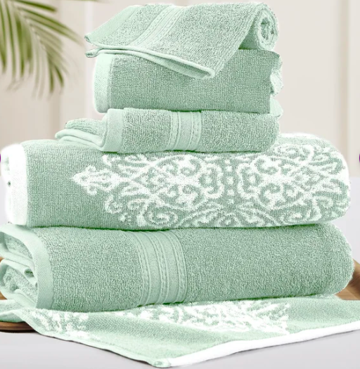 Madely 6 Piece Sage 100% Cotton Towel Set