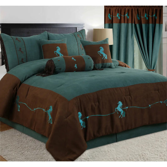 7pc Rustic Brown Horse Comforter