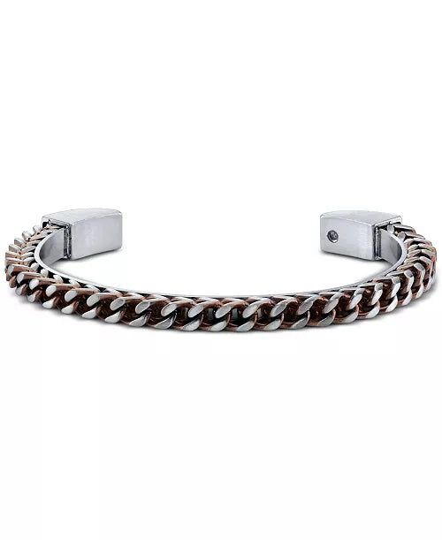 Chain Design Cuff In Copper Two-Tone Stainless Steel